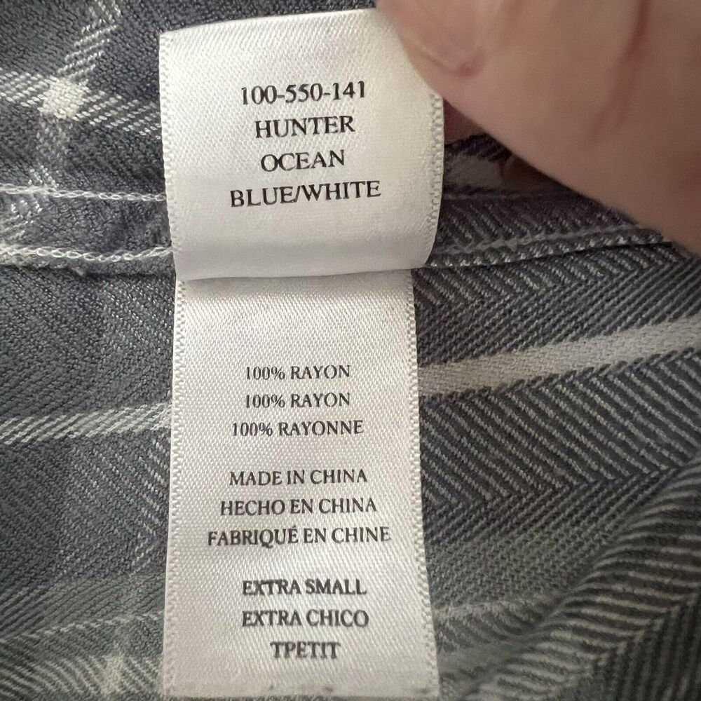 Rails Women's Hunter Ocean Blue/White Plaid Button-Up Long Sleeve Shirt - XS - Picture 8 of 9